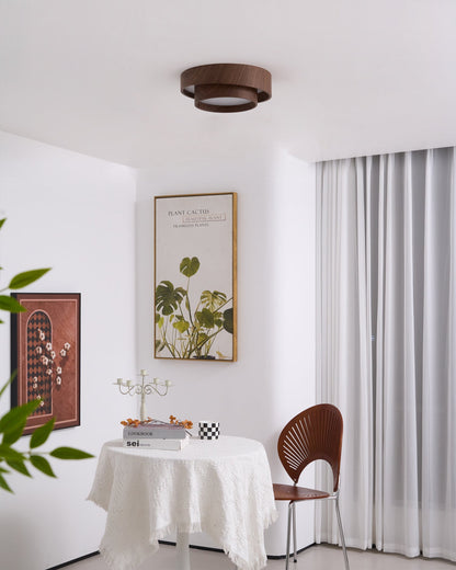 Vaako Deckenleuchte in Walnussfarbe – Moderne LED Lampe mit Holzoptik-Finish