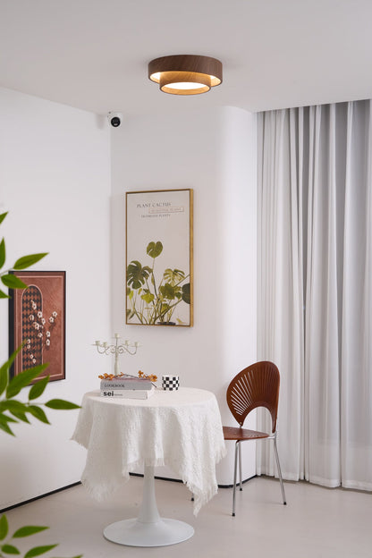 Vaako Deckenleuchte in Walnussfarbe – Moderne LED Lampe mit Holzoptik-Finish