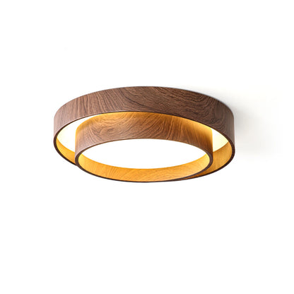 Vaako Deckenleuchte in Walnussfarbe – Moderne LED Lampe mit Holzoptik-Finish