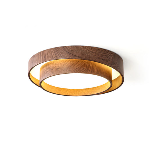 Vaako Plafondlamp in Walnootkleur – Moderne LED Lamp met Houtlook Afwerking