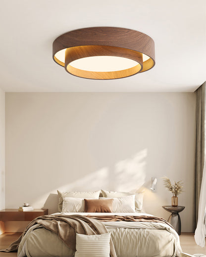 Vaako Deckenleuchte in Walnussfarbe – Moderne LED Lampe mit Holzoptik-Finish
