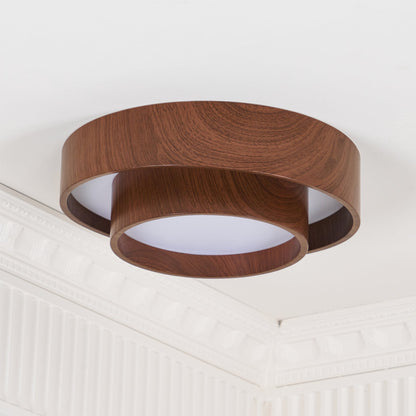 Vaako Deckenleuchte in Walnussfarbe – Moderne LED Lampe mit Holzoptik-Finish