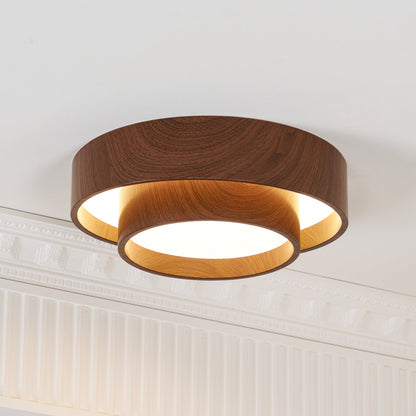 Vaako Deckenleuchte in Walnussfarbe – Moderne LED Lampe mit Holzoptik-Finish