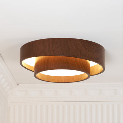 Vaako Deckenleuchte in Walnussfarbe – Moderne LED Lampe mit Holzoptik-Finish