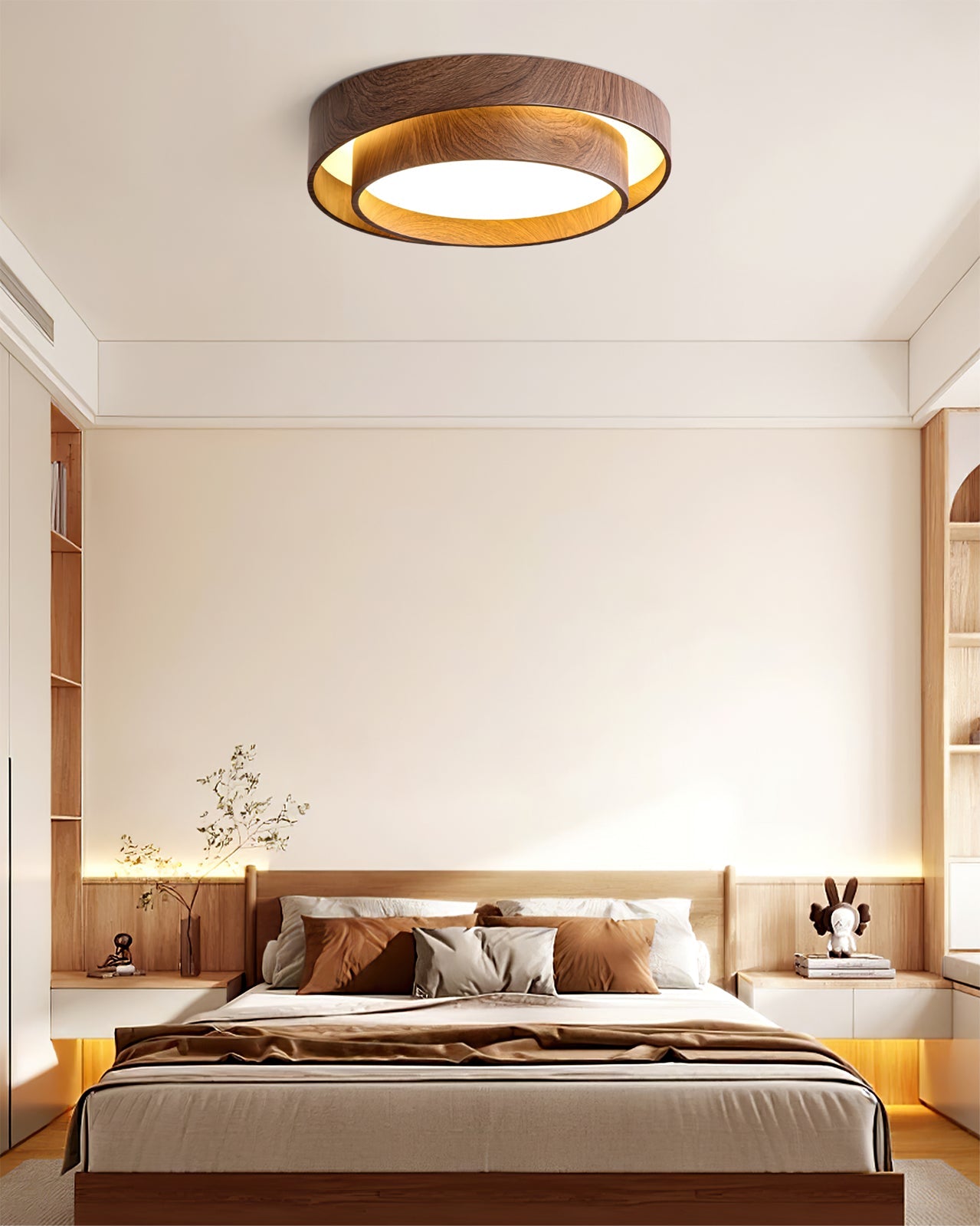 Vaako Deckenleuchte in Walnussfarbe – Moderne LED Lampe mit Holzoptik-Finish
