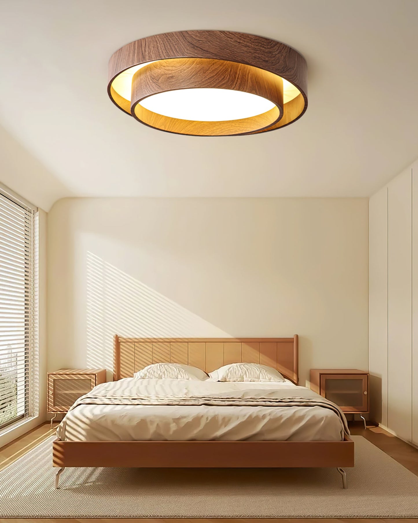 Vaako Deckenleuchte in Walnussfarbe – Moderne LED Lampe mit Holzoptik-Finish
