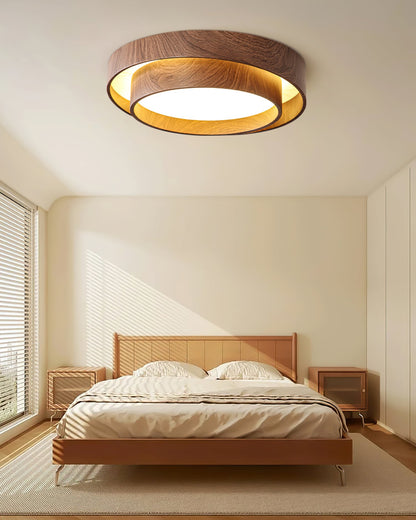 Vaako Deckenleuchte in Walnussfarbe – Moderne LED Lampe mit Holzoptik-Finish