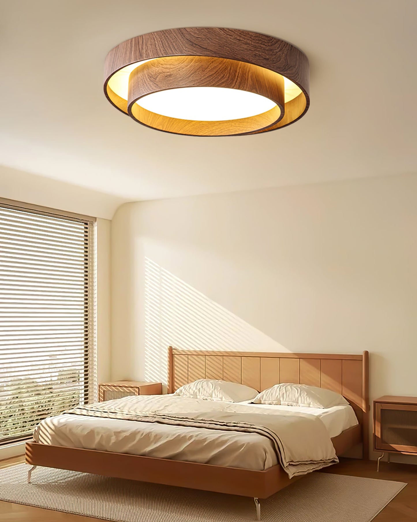 Vaako Deckenleuchte in Walnussfarbe – Moderne LED Lampe mit Holzoptik-Finish