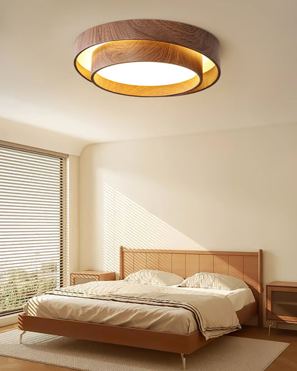 Vaako Deckenleuchte in Walnussfarbe – Moderne LED Lampe mit Holzoptik-Finish