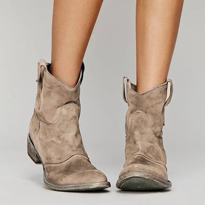 Cowboystiefel Damen – Vintage Knöchelmodell aus Bequemem Leder