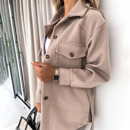 Casual Damesjas met Vintage Look en Warme Losse Pasvorm