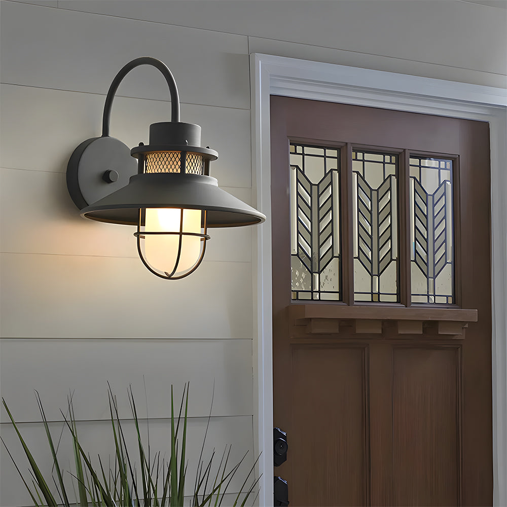 Industrial Outdoor Black Metal Wall Light