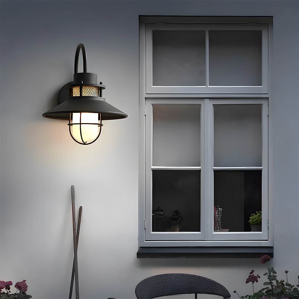 Industrial Outdoor Black Metal Wall Light