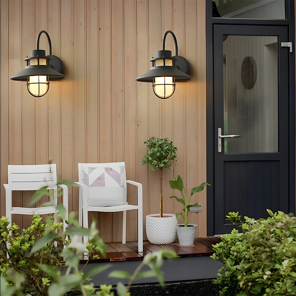 Industrial Outdoor Black Metal Wall Light
