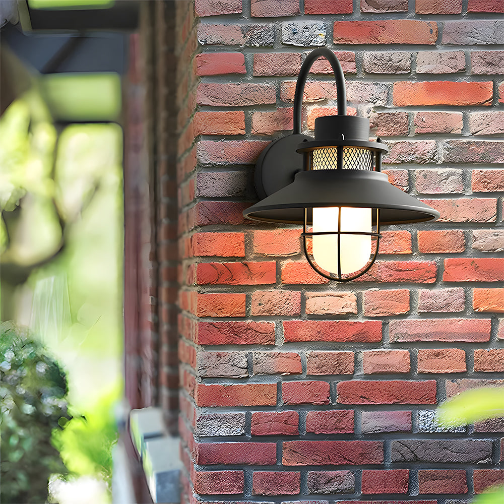 Industrial Outdoor Black Metal Wall Light