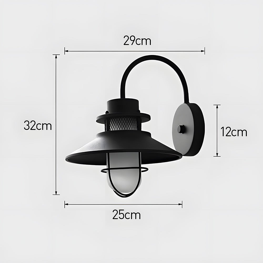 Industrial Outdoor Black Metal Wall Light