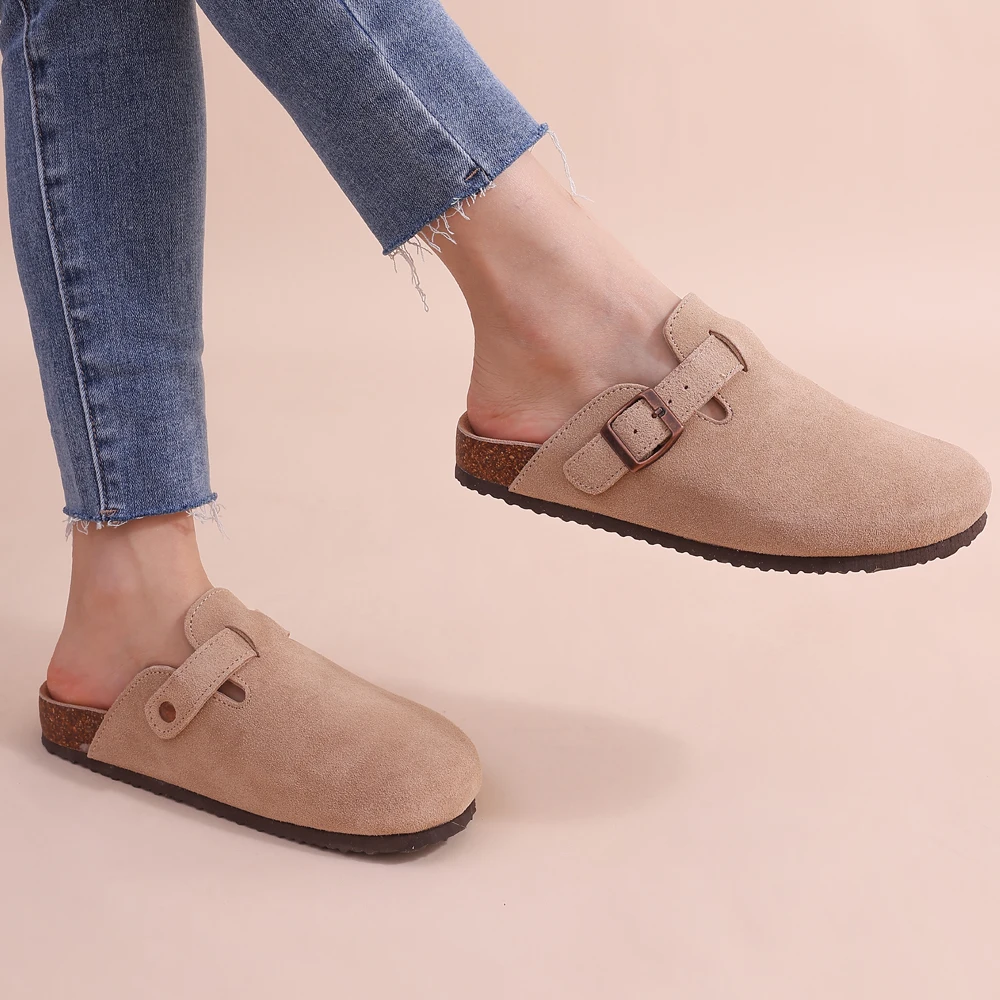 Orthopädische Damensandalen – Wildleder, Verstellbar & Komfortsohle
