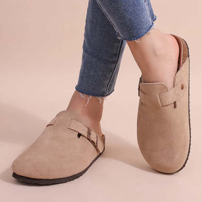 Orthopädische Damensandalen – Wildleder, Verstellbar & Komfortsohle