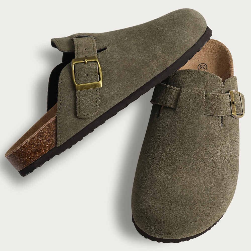 Orthopädische Damensandalen – Wildleder, Verstellbar & Komfortsohle