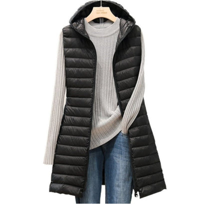 Damen Steppweste mit Kapuze - Leicht und Mittel-lang - Herbst und Winter