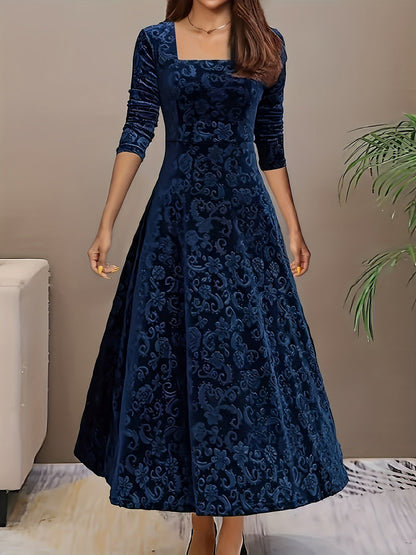 Samt Blumenkleid mit quadratischem Ausschnitt – Für jede Jahreszeit