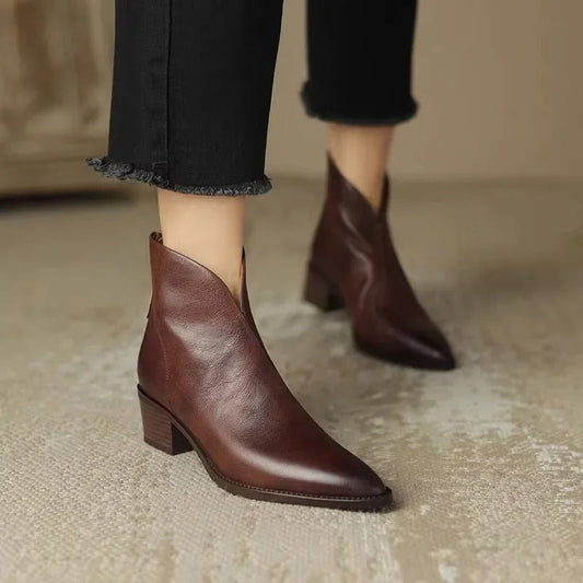 Elegante Retro Enkelboots met Hak voor Dames – Ideaal voor de Herfst