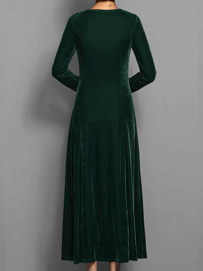Damen Midi Kleid mit langen Ärmeln – Einfarbig, stilvoll & elegant – Ideal für den Herbst