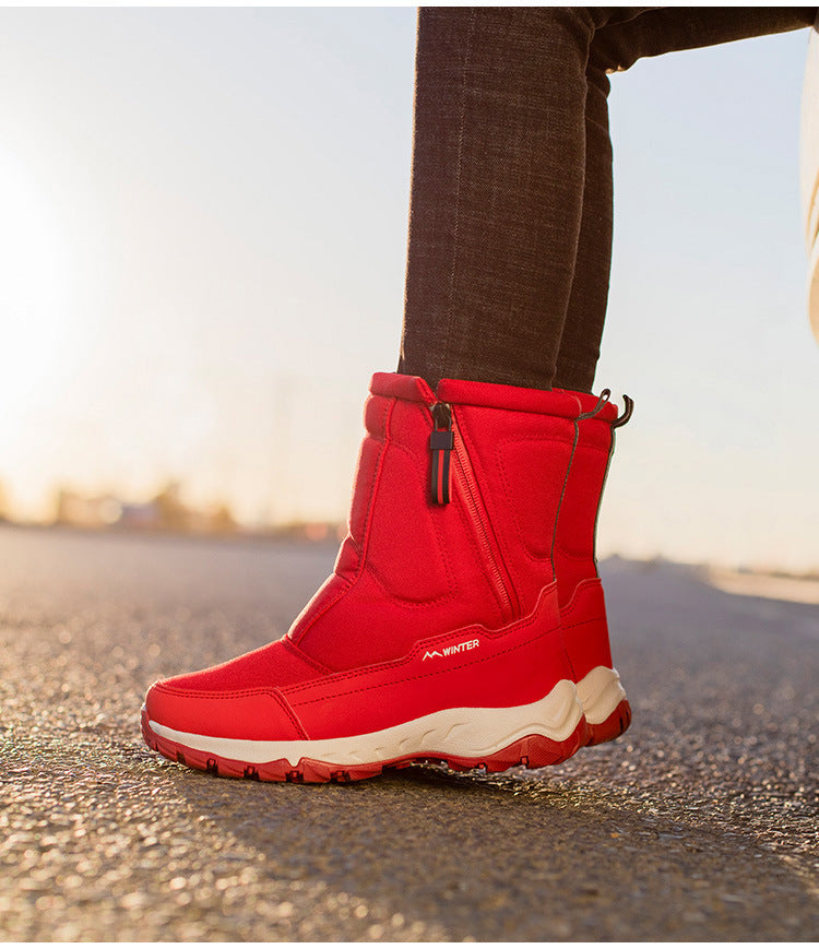 Dames Winter Laarzen met Zijrits - Waterdichte, Antislip, Duurzame Sneeuwlaarzen met Warme Voering