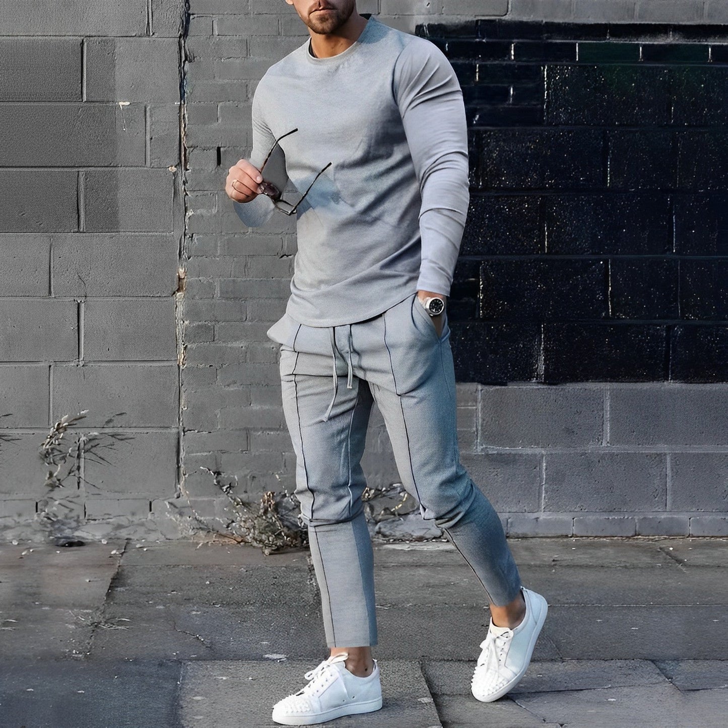 Heren Comfortabele Set met Lange Mouwen en Broek