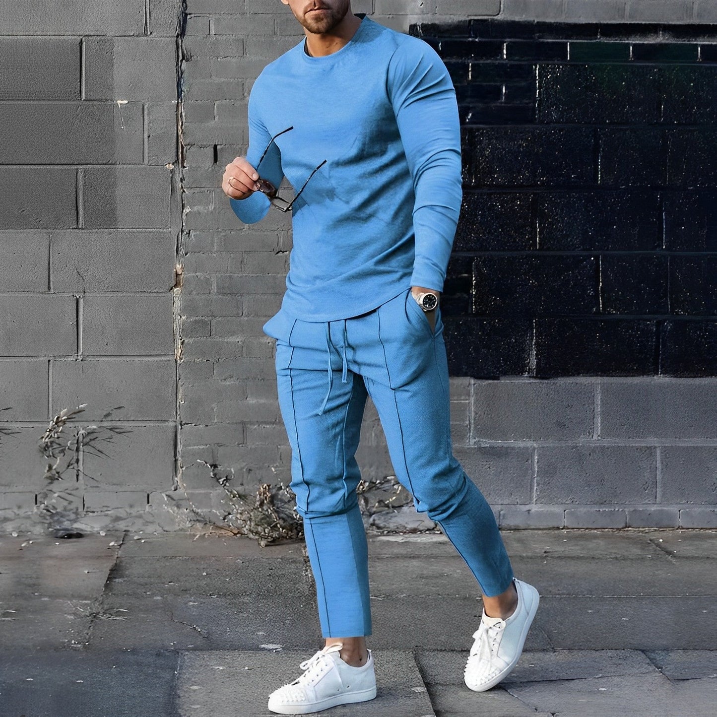 Heren Comfortabele Set met Lange Mouwen en Broek