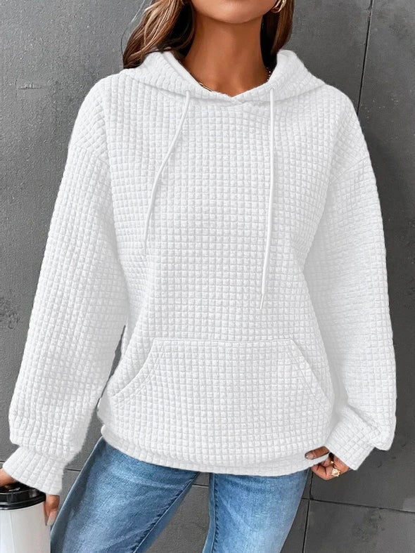 Dames Wafelgebreide Hoodie - Comfortabel en Casual