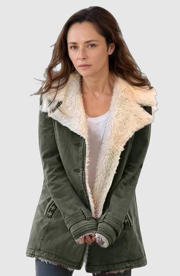 Dames Fleece Jas met Sherpa Voering – Warme Winterjas met Open Voorkant en Zachte Stijl