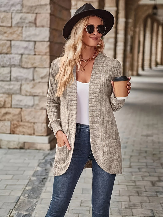 Dames Casual Gebreid Fleecevest met Lange Mouwen