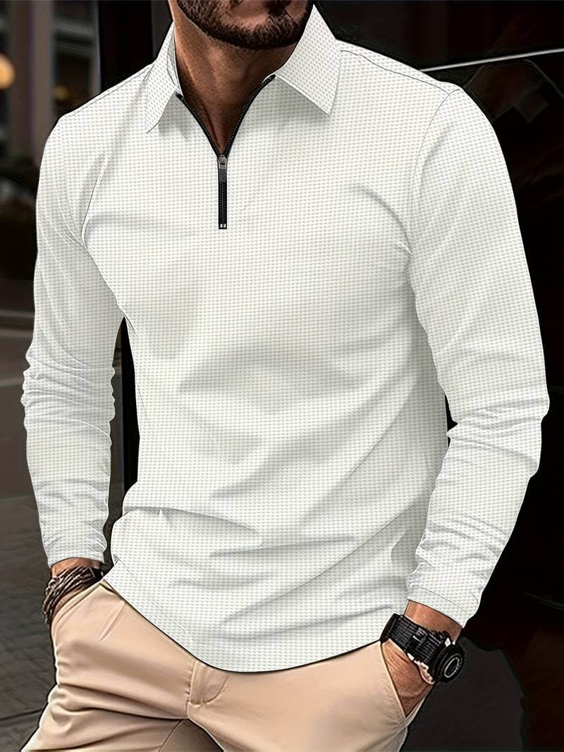 Heren Wafelshirt met Lange Mouwen en V-hals – Casual en Comfortabel