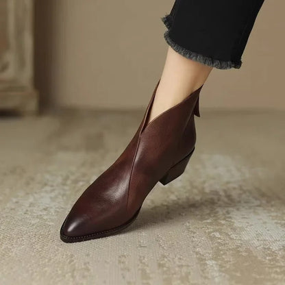 Elegante Retro Enkelboots met Hak voor Dames – Ideaal voor de Herfst