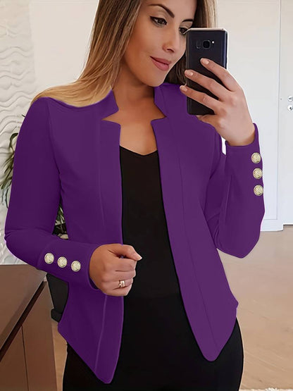 Freizeit Damen Blazer mit Knöpfen – Leichter Baumwolle, Lange Ärmel