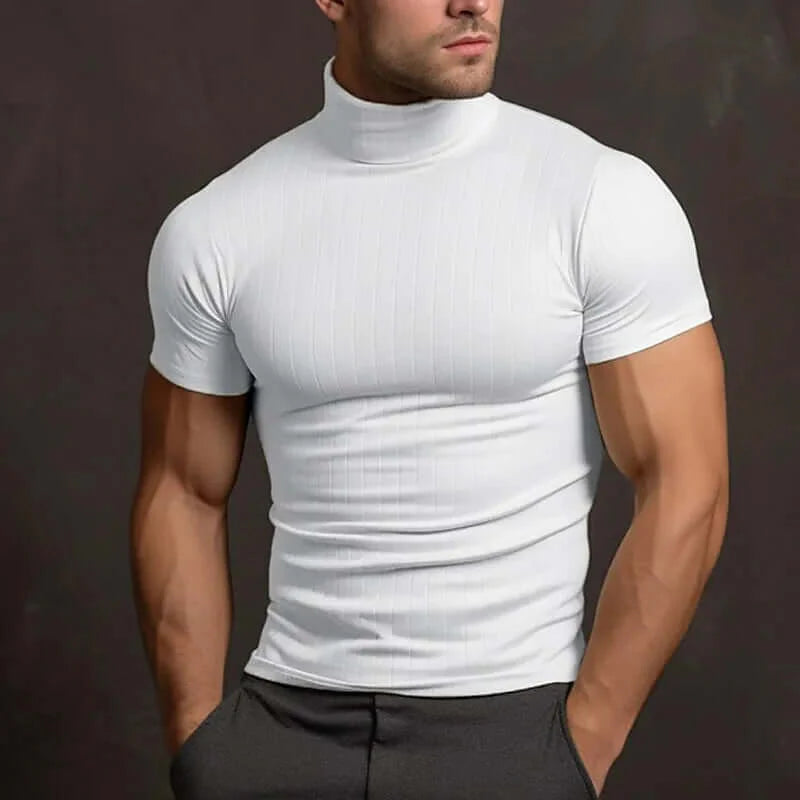 Heren T-shirt met Col – Effen Kleur en Comfortabele Pasvorm