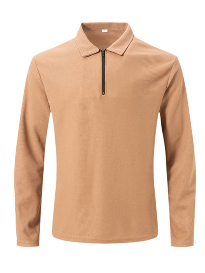 Heren Wafelshirt met Lange Mouwen en V-hals – Casual en Comfortabel