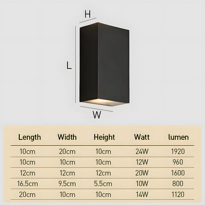 LED Rectangle Black Outdoor Wall Lamp IP65