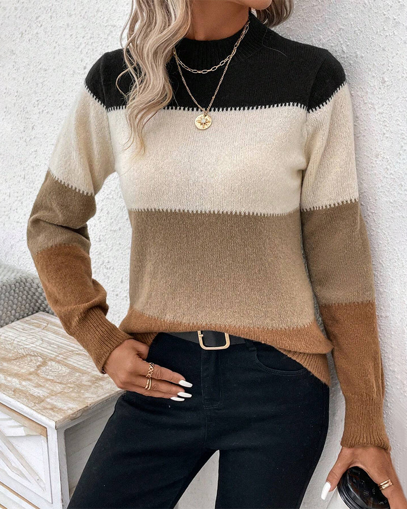 Comfortabele dames trui met colorblock design – Trendy & warm