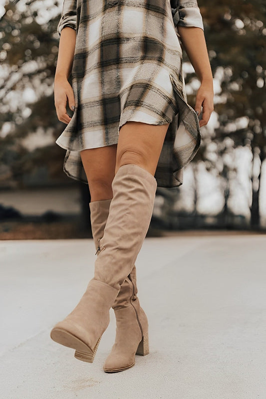 Trendige kniehoge Damenstiefel aus Kunstleder – Elegant & Bequem