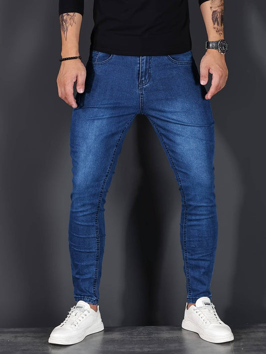 Heren Skinny Spijkerbroek – Slim Fit Jeans met Rits