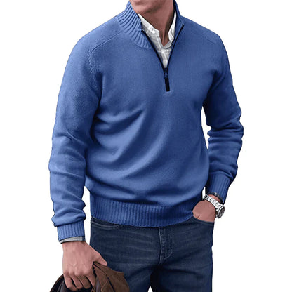 Luxe heren cashmere trui met rits – Ademend & elegant