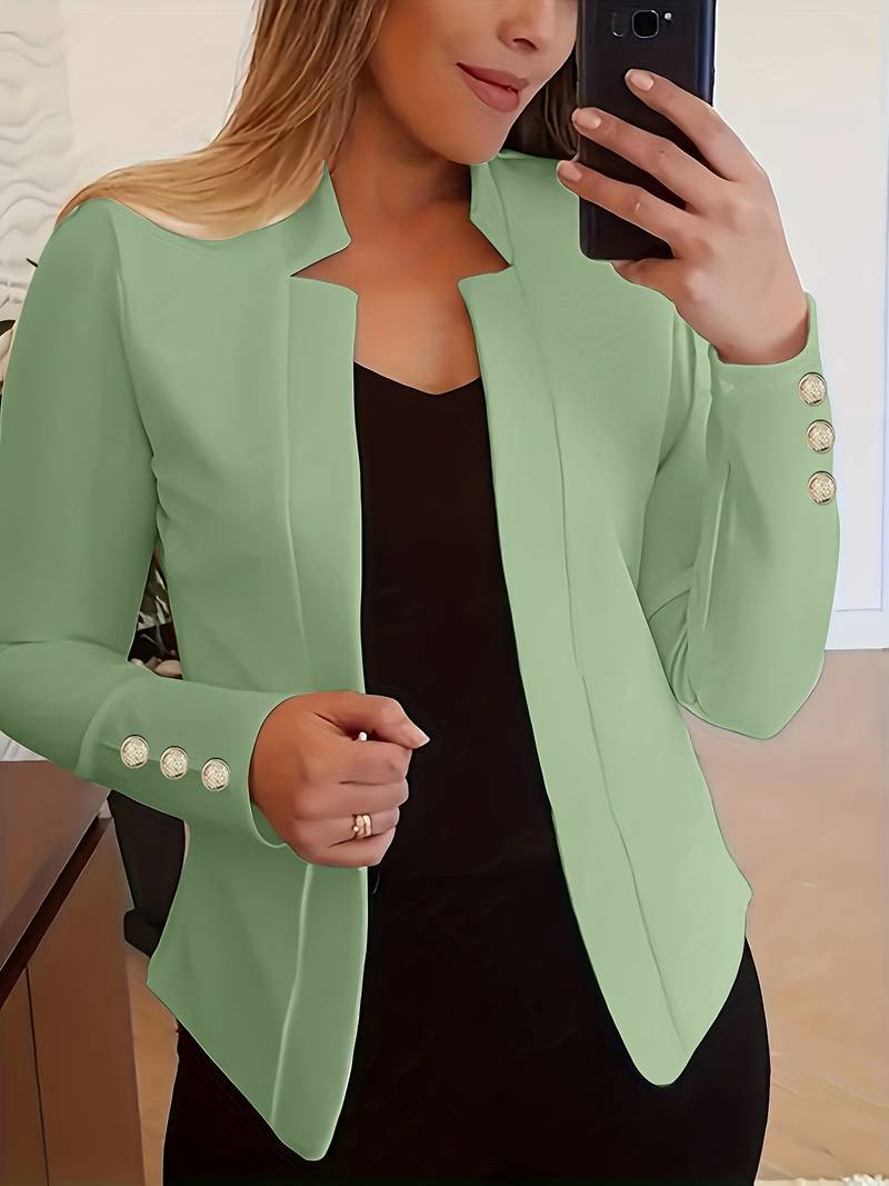 Freizeit Damen Blazer mit Knöpfen – Leichter Baumwolle, Lange Ärmel