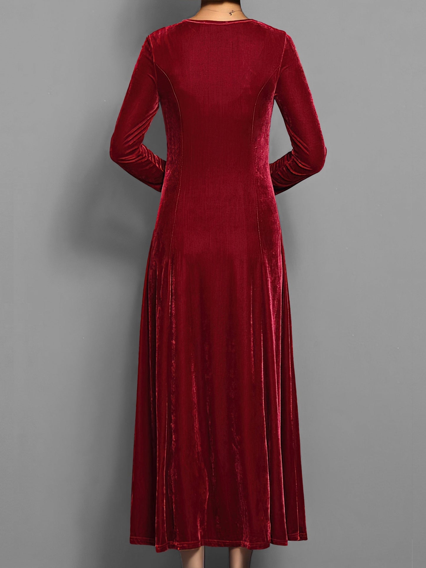 Damen Midi Kleid mit langen Ärmeln – Einfarbig, stilvoll & elegant – Ideal für den Herbst