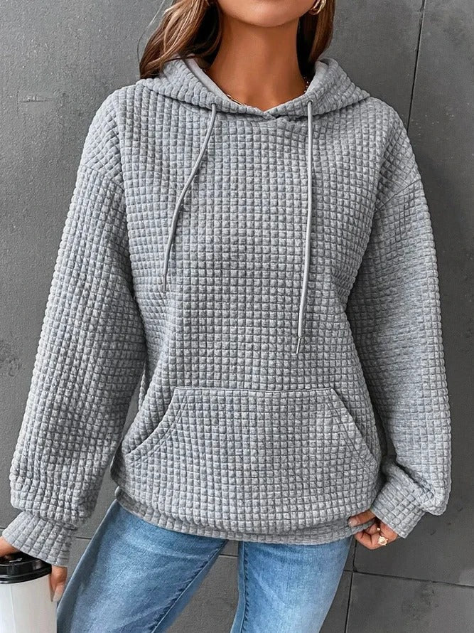 Dames Wafelgebreide Hoodie - Comfortabel en Casual