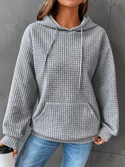 Dames Wafelgebreide Hoodie - Comfortabel en Casual