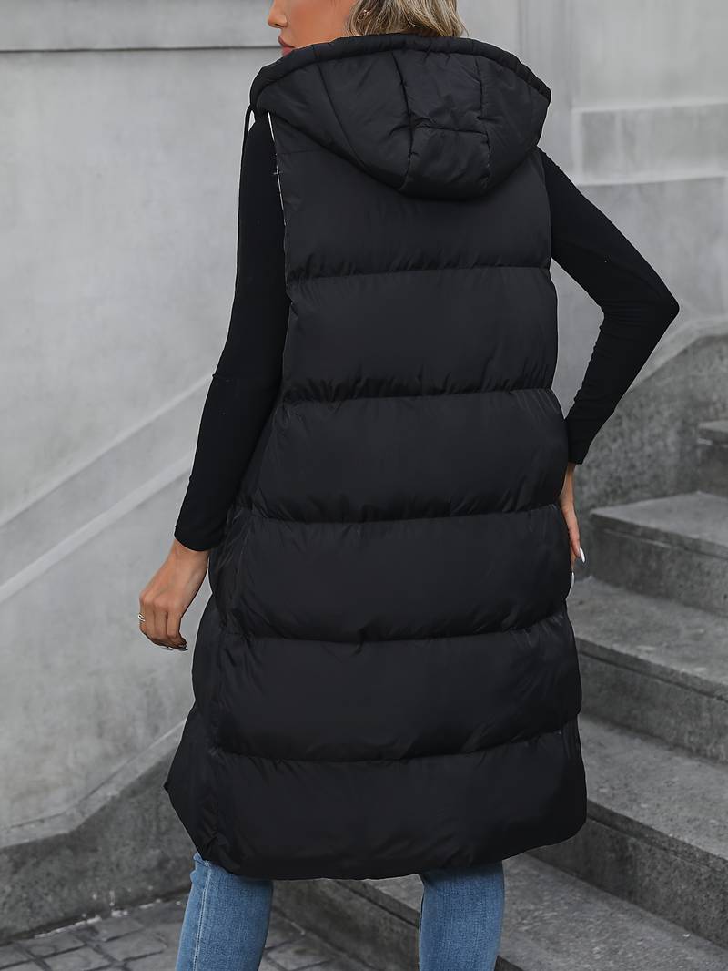 Dames Lange Bodywarmer met Capuchon en Rits