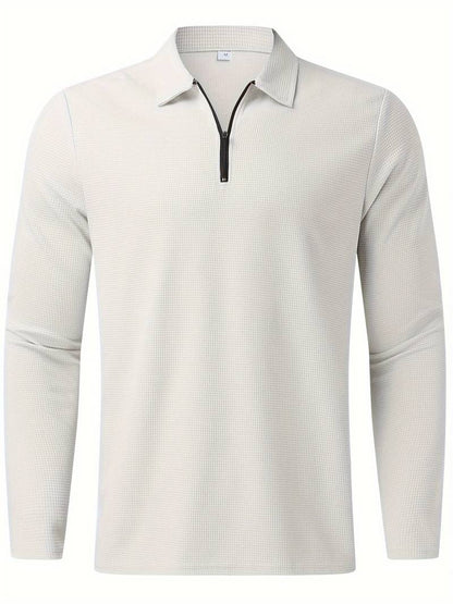Heren Wafelshirt met Lange Mouwen en V-hals – Casual en Comfortabel