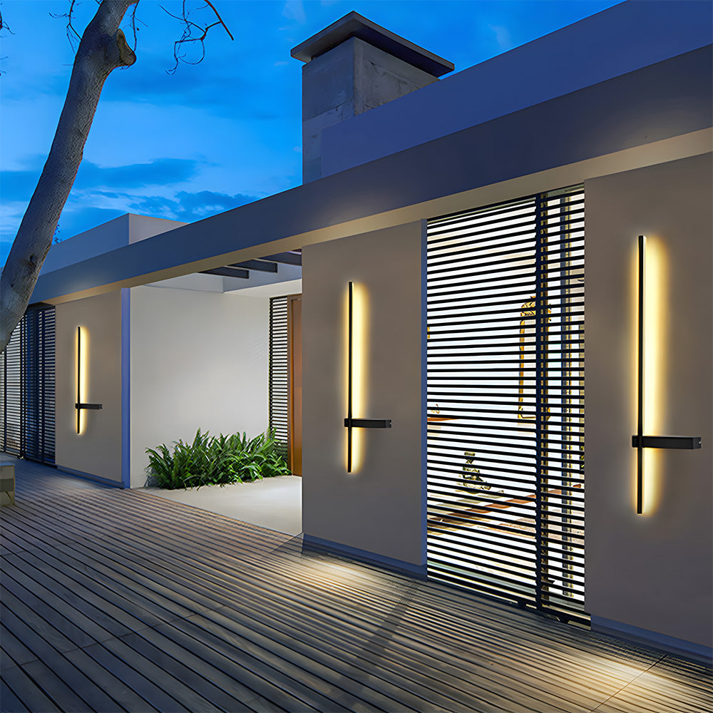 IP54 Modern Long Strip Entrance Black Outdoor LED Wall Lights